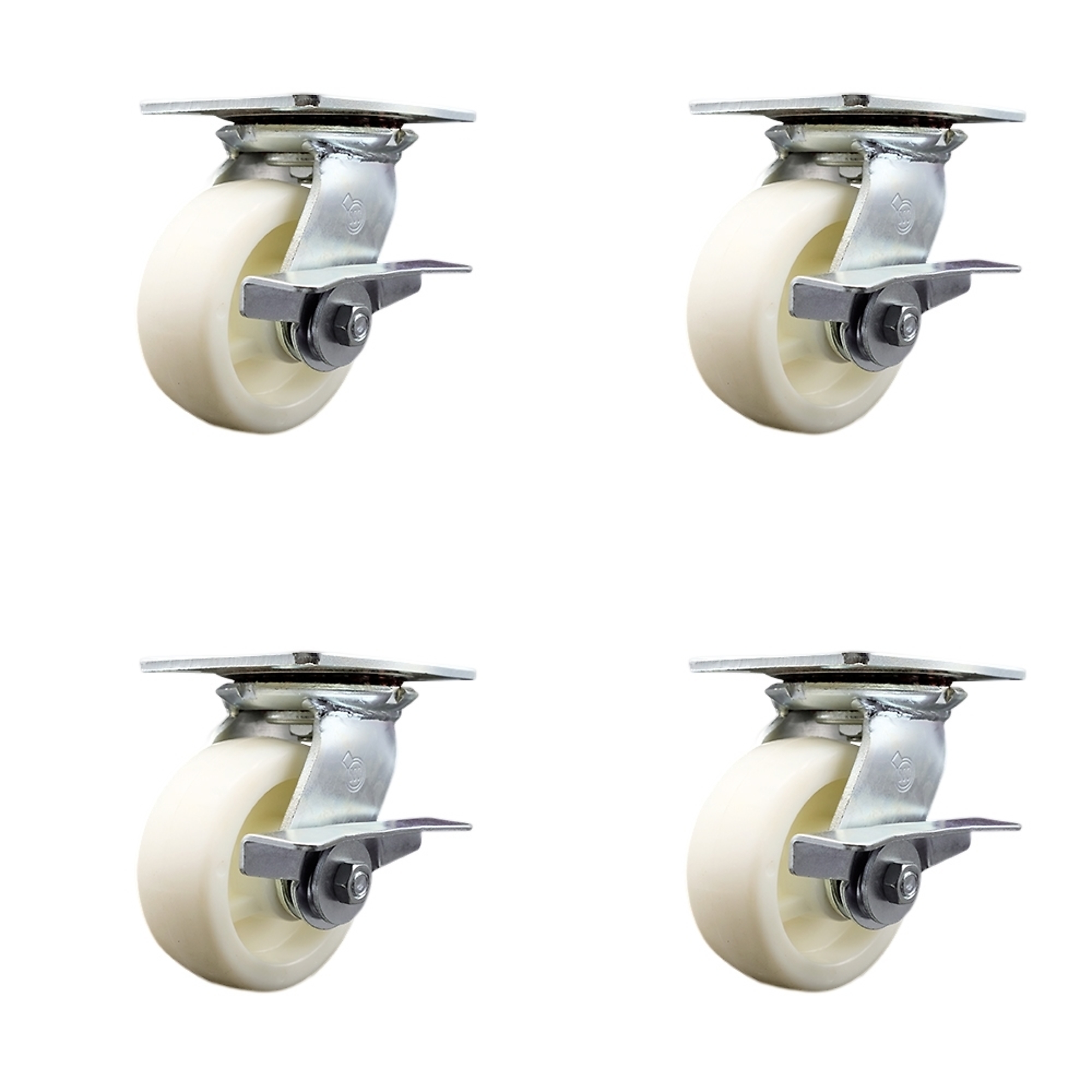 Service Caster, 5in. x 2in. Plate Casters, Wheel Diameter 5 in, Caster Type Swivel, Package (qty.) 4, Model# SCC-35S520-NYB-SLB-4